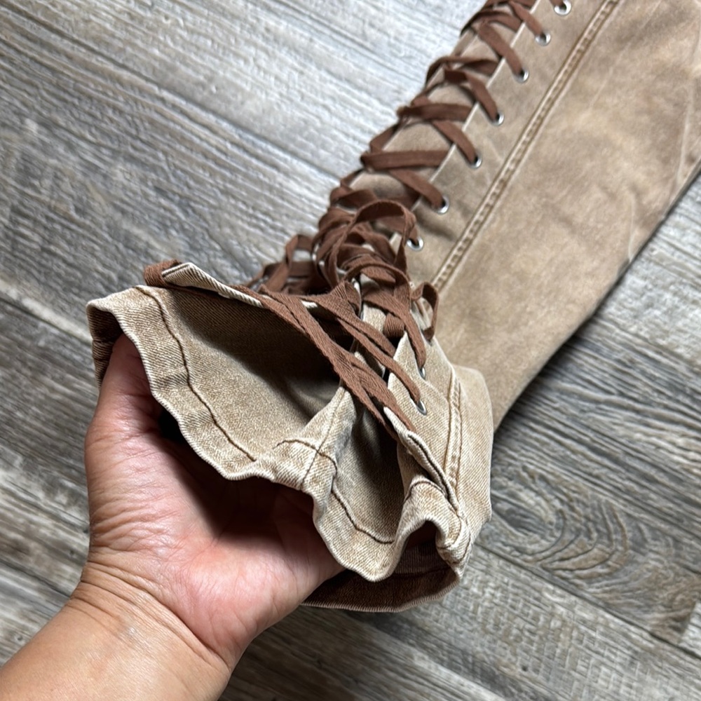 Fashion Nova Tan Lace-Up Pants - Picture 7 of 16